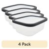 (4 pack) Plastic Durable Gray Food Storage Container 8 Cup 2 Count