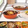 Enamel cast iron soup pot with handle, suitable for ceramic, gas, induction cooker or barbecue grill